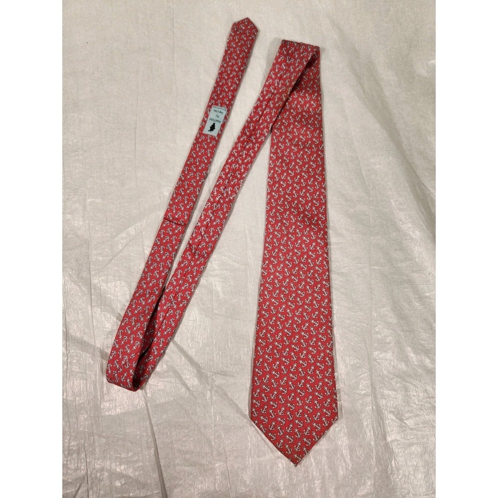 Vineyard Vines Anchor Nautical Pink Raspberry Silk NeckTie Shep & Ian Tie